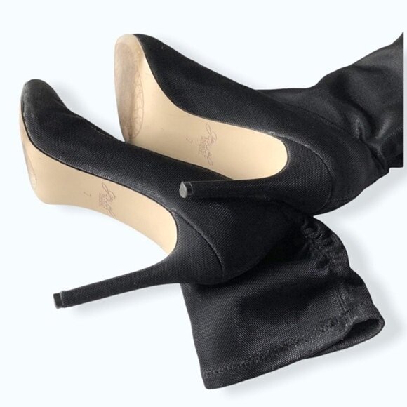 𝅺Badgley Mischka Stiletto Boots Jewel Ronny Shimmer Pointed Toe Evening Sock - Picture 10 of 11